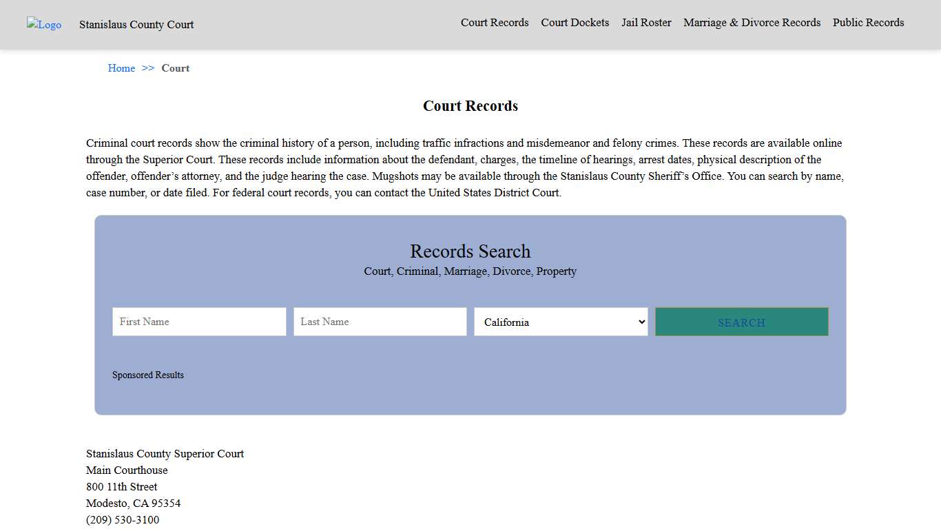 Court Records | Stanislaus County Court